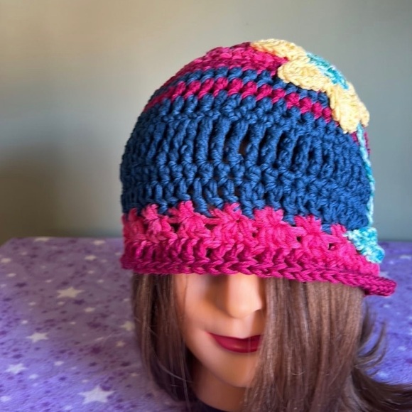 Crochet cotton beach beanie medium new - Picture 3 of 8